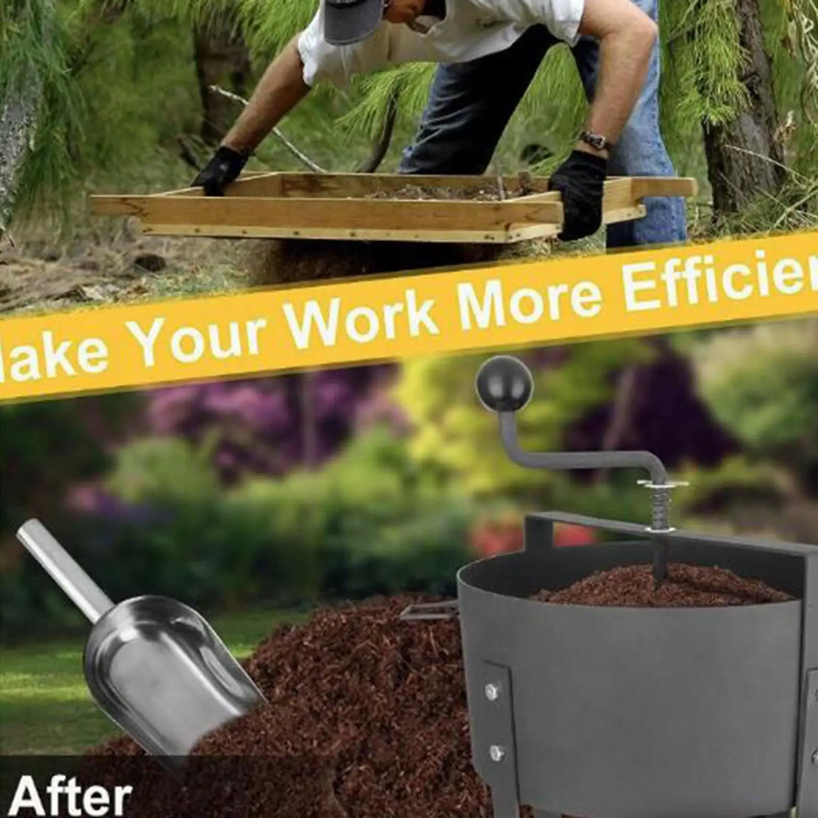 

Rotary Soil Sifter Sifting Tool for Gardener Metal Frame Heavy Duty Compost Sifter Easily Install Iron Ergonomic Versatile