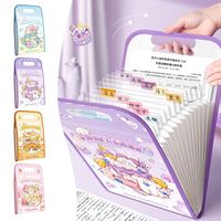 Cartoon Animal A4 File Folder Large Capacity Waterproof Vertical Hand-held Bag 3-Layer Expanding Data Sorting Storage Bag