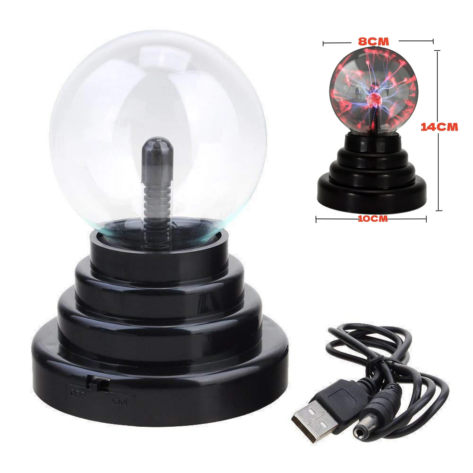 3 Inch Magic Glass Plasma Ball Lamp USB Plug-in Touch Sensitive Atmosphere Night Light Novelty Lamp Kids Birthday Christmas Gift