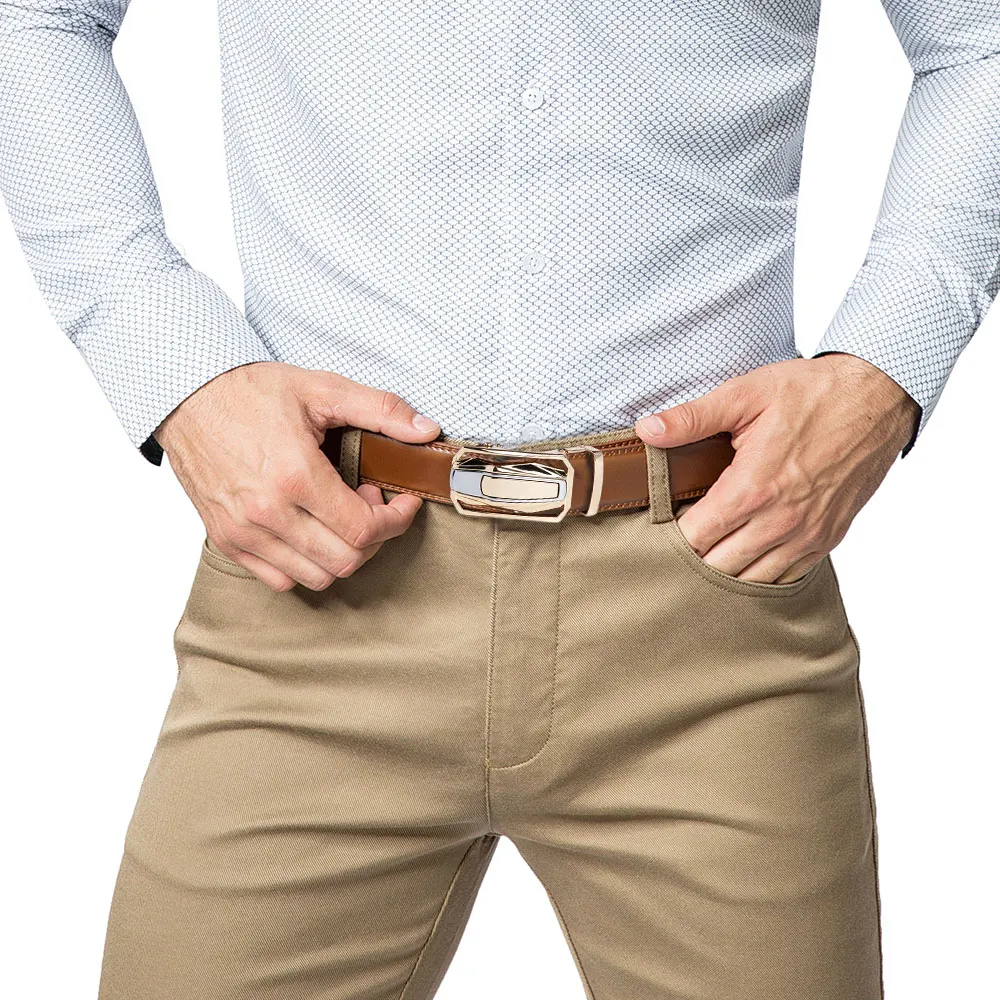 CHAOREN Mens Leather Ratchet Belt 2 Pack - Customizable Fit (35mm)
