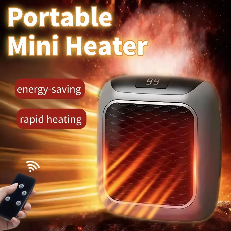 

Household Mini Heater Wall Mounted Heating Fans With Remote Control Portable Electric Heaters Desktop Heater For Bedroom Office