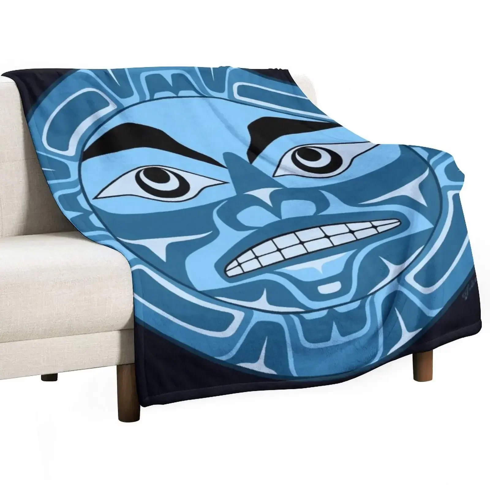 

Haida influenced Blue Moon, PNWstyle Throw Blanket Travel Decorative Sofas blankets ands Blankets