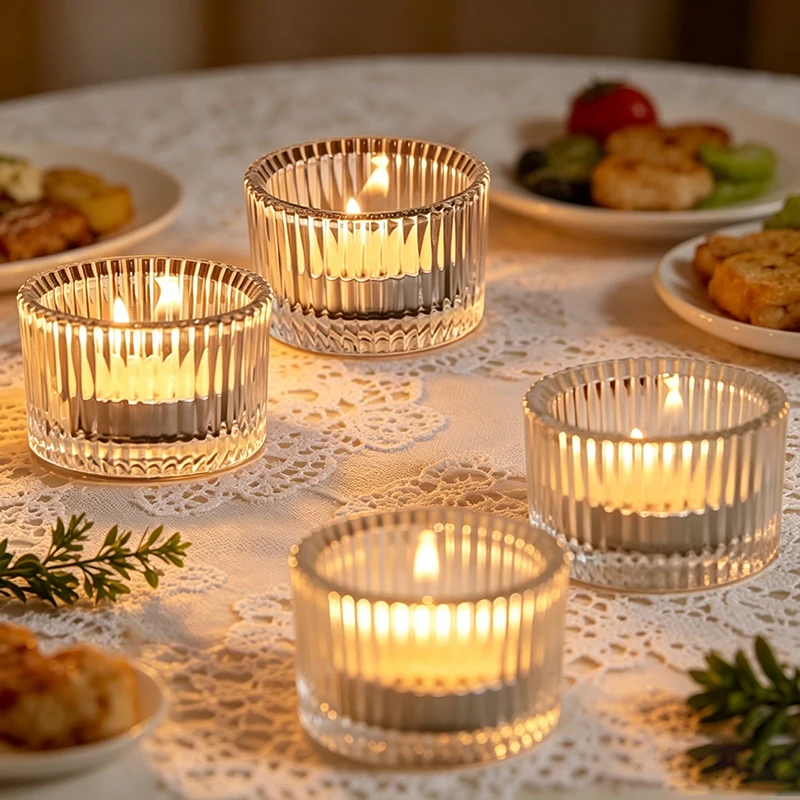 Candle Glass Supplies - Piccolo Portacandele in Vetro Trasparente per