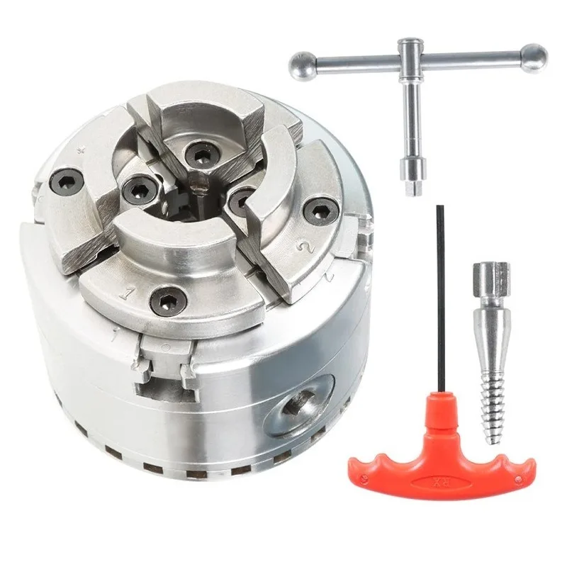 4 Inch 4‑Jaw Self‑Centering Wood Lathe Chuck PK96 KP125 1X8TPI Thread Clamping Accessory For Woodworking Turning Machine view 6