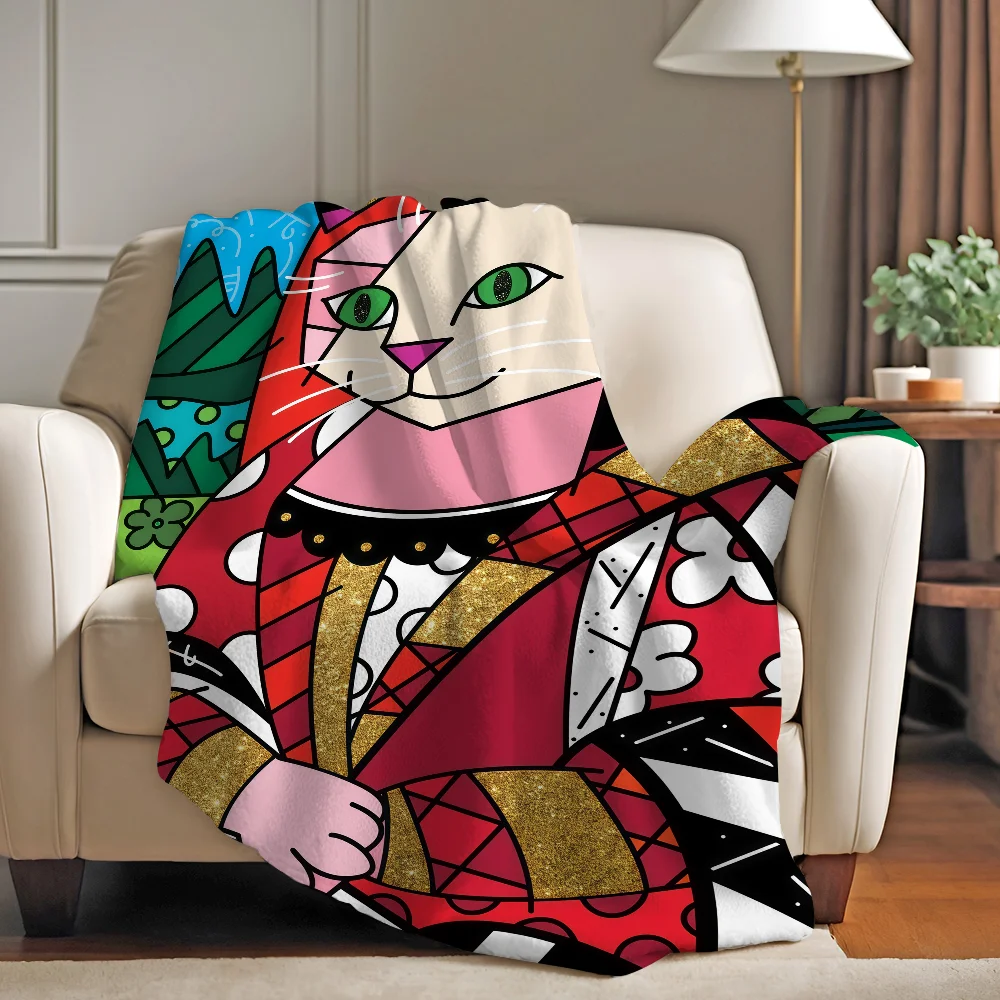 

R-romero B-Britto Art Blanket Warm And Soft Suitable For Bedroom Living Room Sofa Bed Office Travel Camping