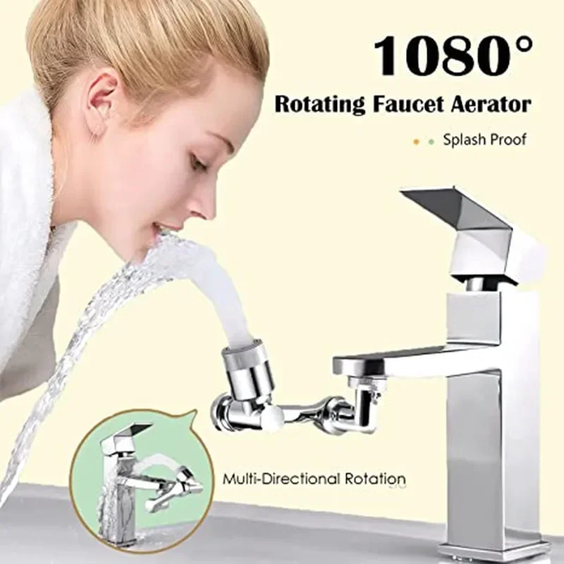1080 °Stainless steel Rotation Extender Faucet Aerator Splash Filter Kitchen Faucets Bubbler Nozzle  2 Modes  for Water Outlet