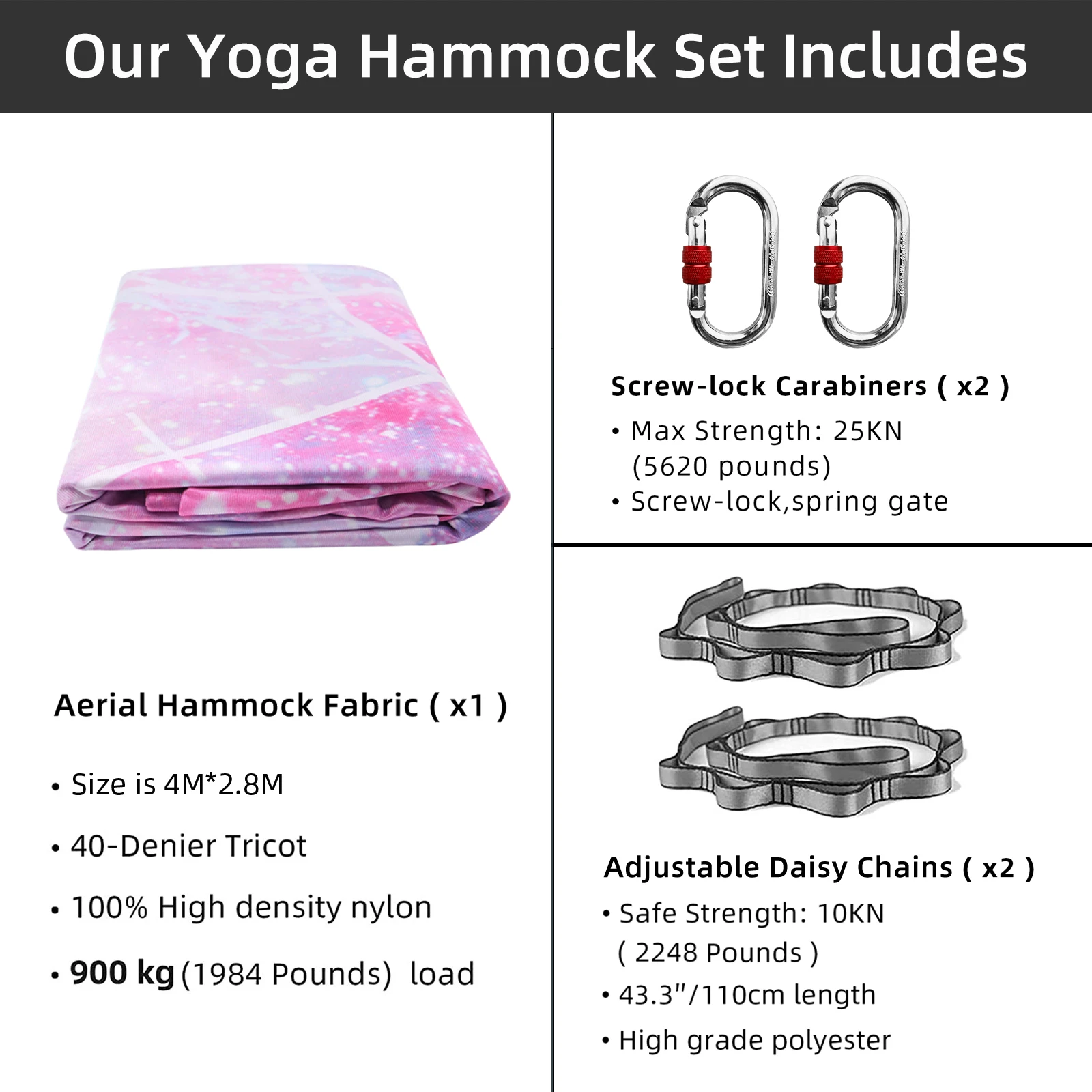 5 Meters High-Quality Aerial Yoga Hammock Set Full Kit for Aerial Antigravity Soft Skin-Friendly Fabric Certified for Studio