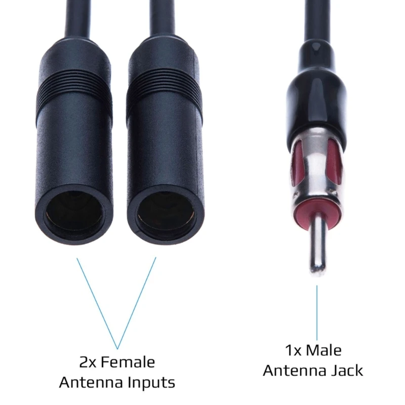 1 Male to 2 Female Y Adapter Connector Car FM Radio Antenna Splitter Adapter