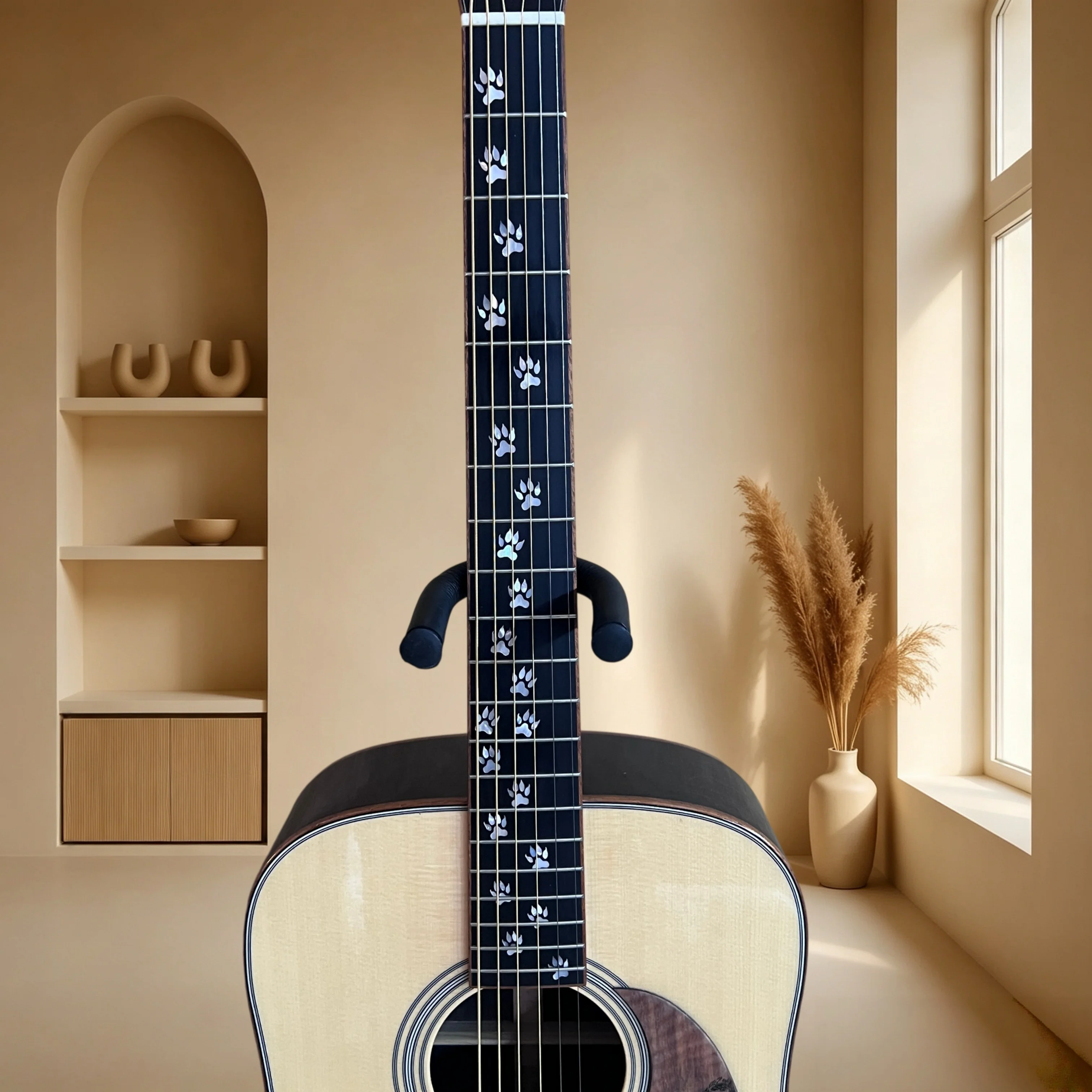 Dreadnought Natural Acoustic Guitar D14S Spruce Top Wolf Paw Inlay Wolf Head Pickguard Singing Fingerstyle Free Shipping