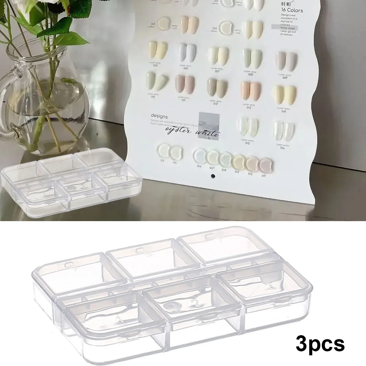 

3X Plastic Organizer Box Gems DIY Jewelry Accessories Rhinestone Nail Storage Box False Tip Container Nail Storage Box Organizer