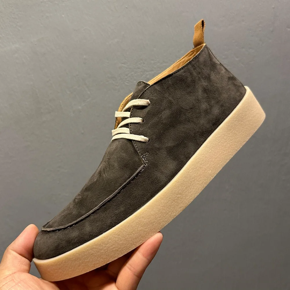 

Men's High-Top Leather Shoes Retro Style Soft Suede Casual Outdoor Business Shoe Comfortable Breathable Upper