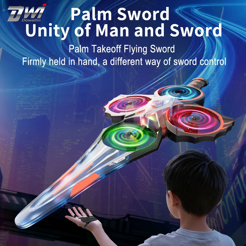 2.4G RC Airplane M13 4CH Gesture Control Flying Sword RC Drone with RGB Lights - Popular Mechanical Toy Quadrotor Gift for Kids