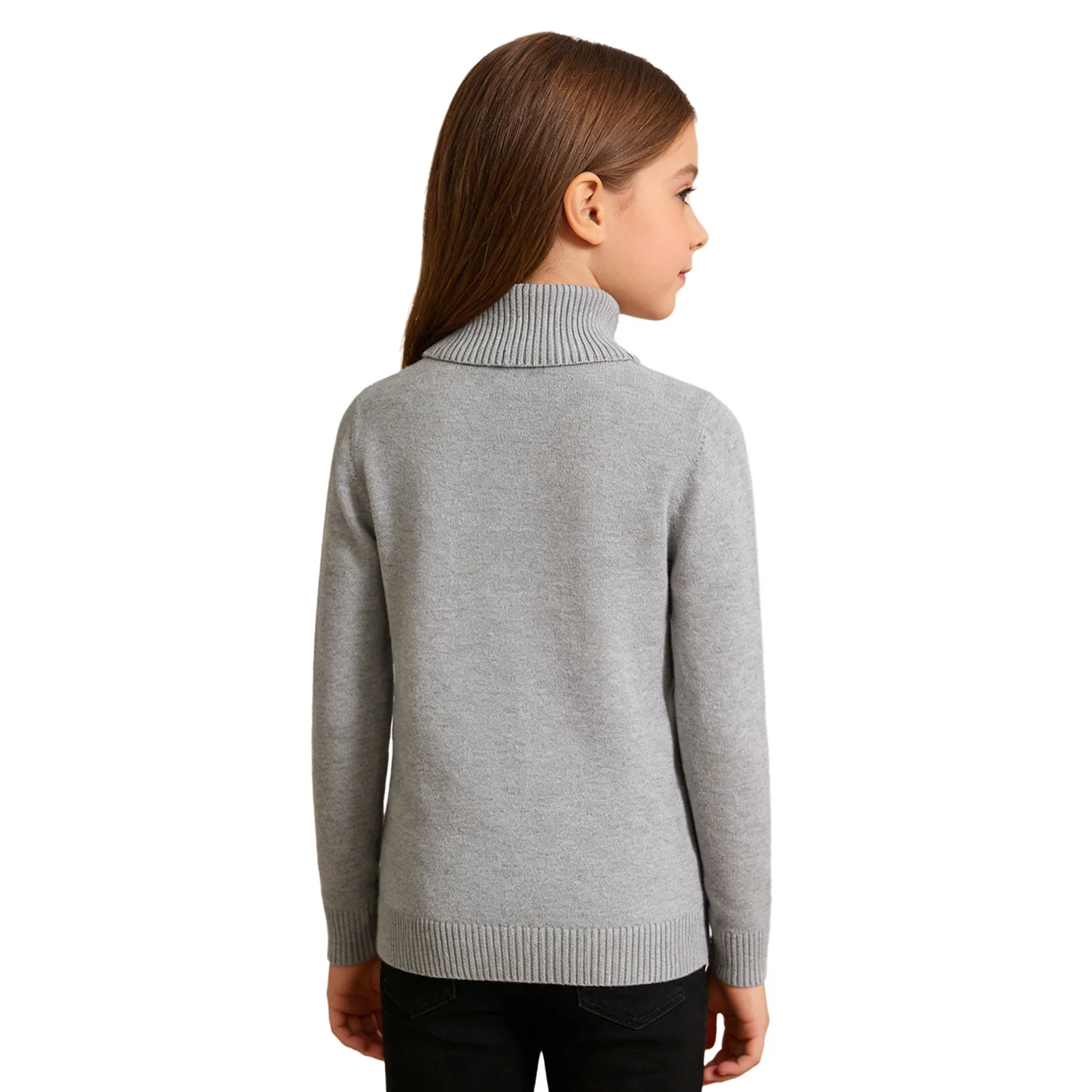 Kids Girls Turtleneck Sweater Long Sleeve Knitted Pullover Tops Bottoming Shirt for School Weekend Picnic Park Casual Clothing