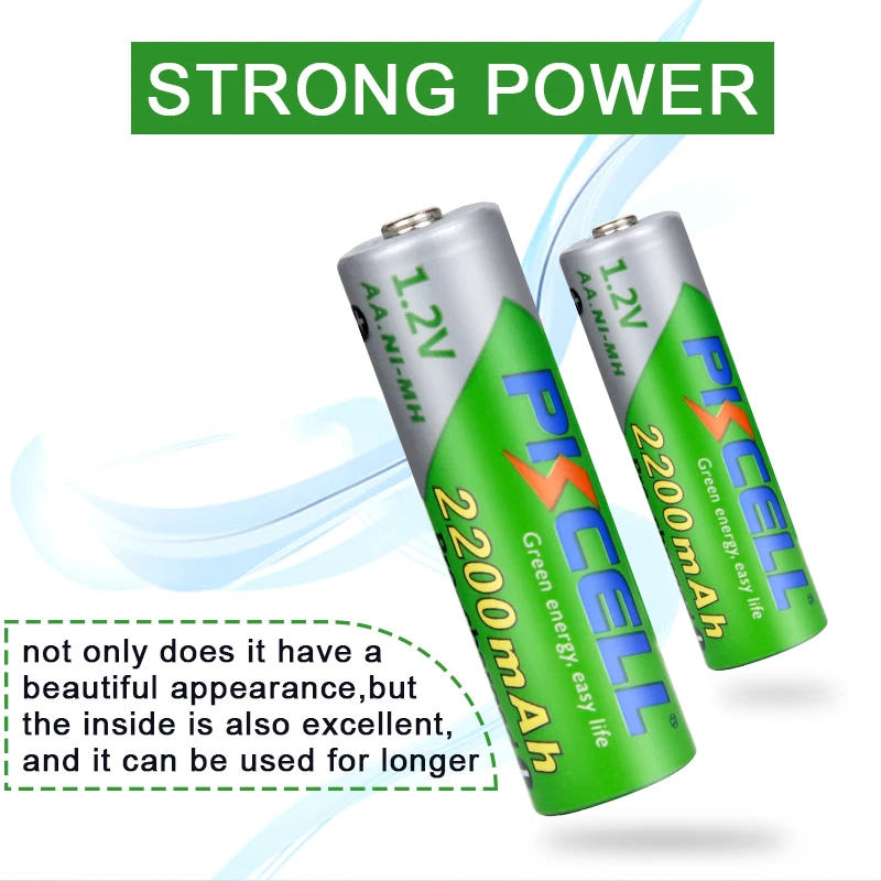 8PCS PKCELL AA Rechargeable Battery 1.2V 2200MAH Low Self Discharge Batteries For Camera and 2Pcs Battery Case hold