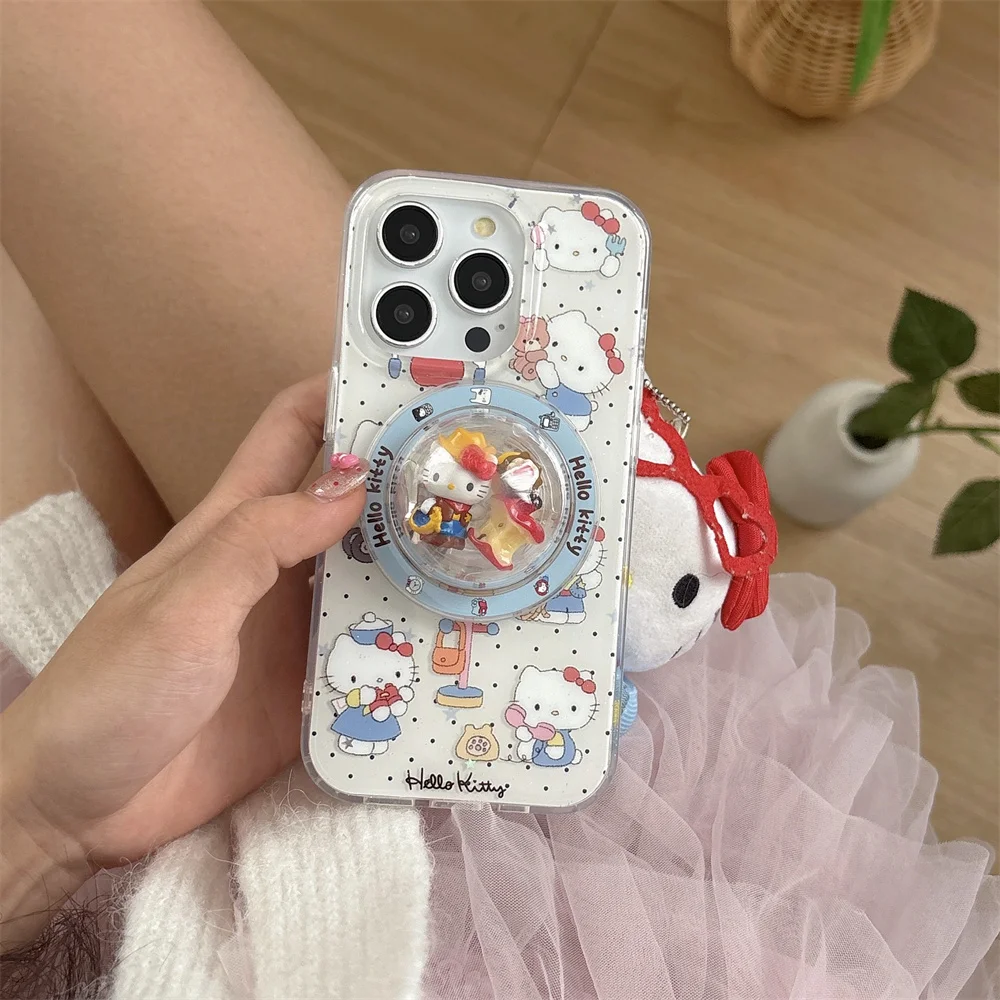 

Cute KT Cat Cartoon Phone Case, Fro Magnetic Bracket, Suitable for iPhone 13, 14, 15, 16 Pro Max Fundas Luxury New Cute Protecti