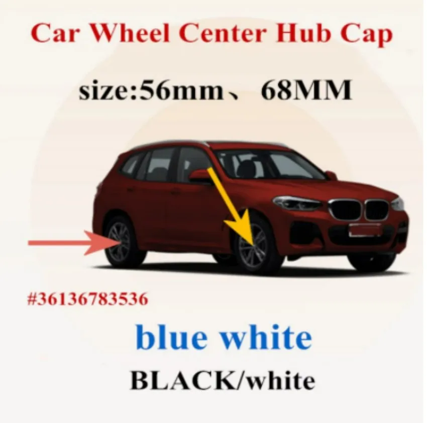 

100pcs 68mm Blue Black M style full black Wheel Center Cap Badge Emblems 10pin Series 3,4,5,6,X,E30 E45 Z4