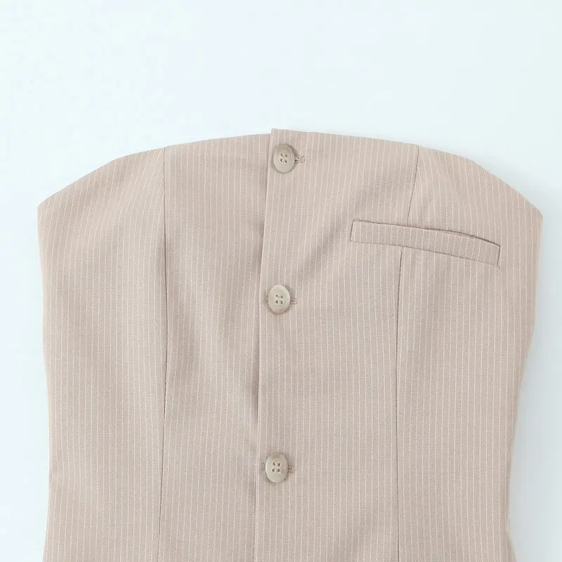 Spring 2025 New Women's Design Sense Strapl ort Dr Straight Collar Svel Commute Sle Spring Summer Collection