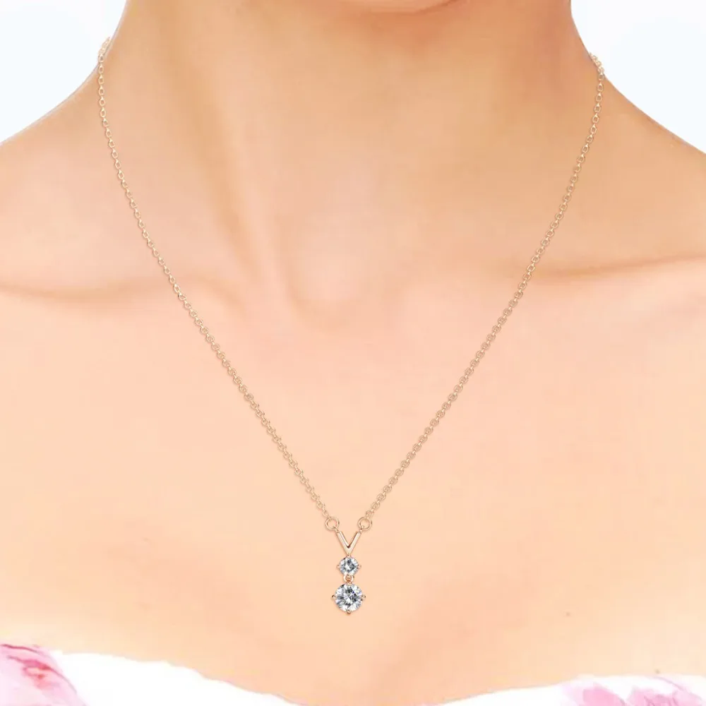 قلادة أنيقة مزدوجة كريستال مزينة بكريستال سواروفسكي والنحاس والذهب الوردي للنساء والزينة اليومية