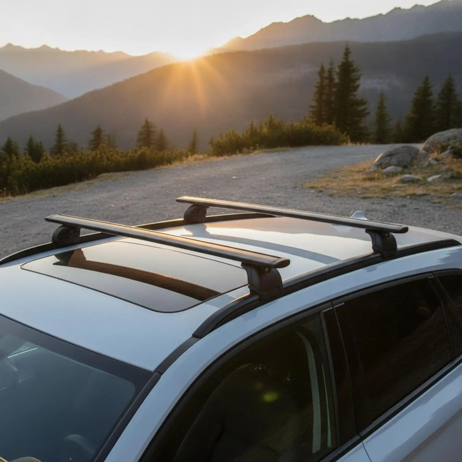 Aerodynamic Car Roof Bars for Vehicles with Factory Rails Heavy Duty Mount for Bike Rack Kayak Box