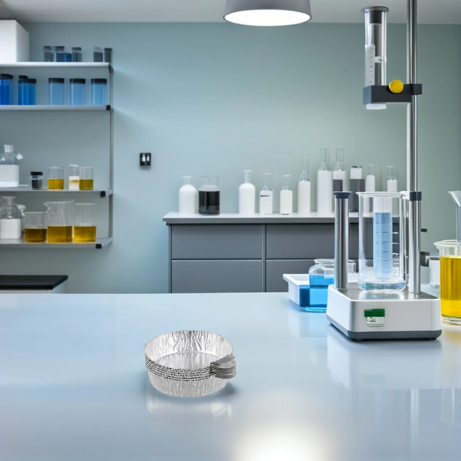 50 قطعة طبق وزن من رقائق الألومنيوم معدات مختبر متينة عينة صواني مسحوق حاويات التراص حلول التخزين خفيفة الوزن