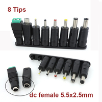 Universal 5.5mmx2.5mm 4.0x1.7 3.5x1.35mm 4.8x1.7mm DC male female terminal AC Power Adapter 8 Tips Connector for PC Laptop Plug