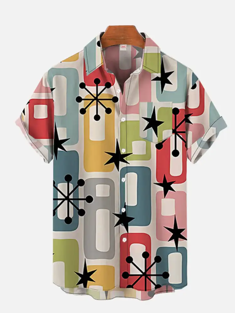 

Geometric Art Modern Colorful Abstract Portrait 3D Printed Graphic Men's Short Sleeve Shirts For Men Fashion Hawaiian Shirts