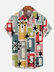 Geometric Art Modern Colorful Abstract Portrait 3D Printed Graphic Men's Short Sleeve Shirts For Men Fashion Hawaiian Shirts