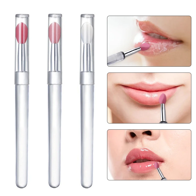 Siliconen lippenborstel met deksel Zachte multifunctionele lipmasker Applicator Lippenstift Lipgloss Draagbare reismake-upborstels Herbruikbaar