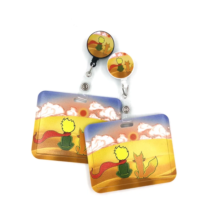 Little Prince Yellow Card Holder Women Men Business Lanyard Badge Women Card Cover Student Lanyard ID Name Card Holder Bags