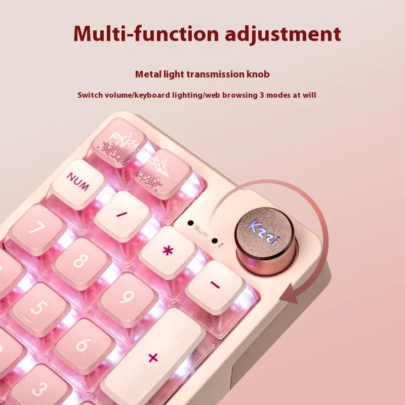 Kzzi K20 Mechanical Keyboard Numpad Multifunctional Knob RGB Three Mode Hot Swap Wireless Mini Keyboard Pc Gamer Accessories