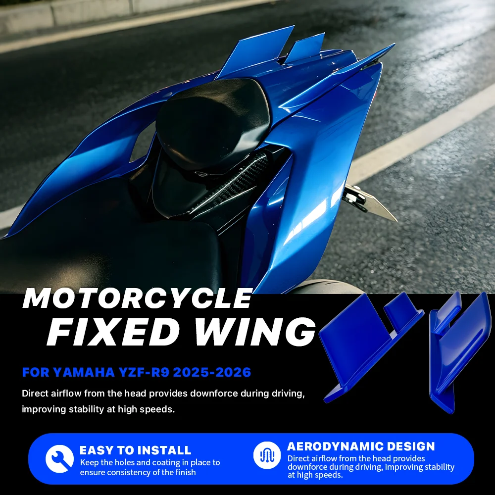 For Yamaha YZF-R9 YZFR9 2025-2026 Motorcycle Aerodynamic Rear Fairing Rear Tail Wing Modified Spoiler Rear Winglet Rear Wing Kit