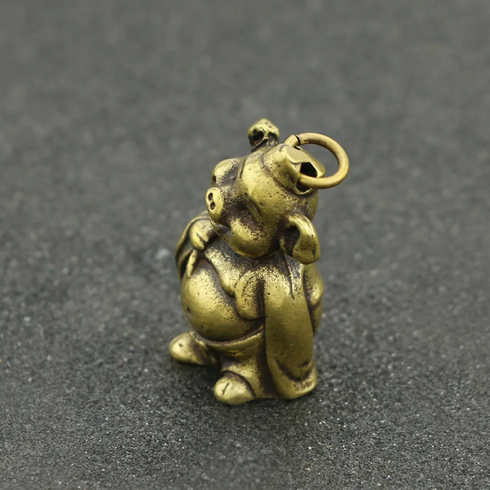 Brass Piglet Pendant Pig Eight Ring Home Decoration The Living Room Decorated Zodiac Pig Bronzing Craft Tea Pet Decoration