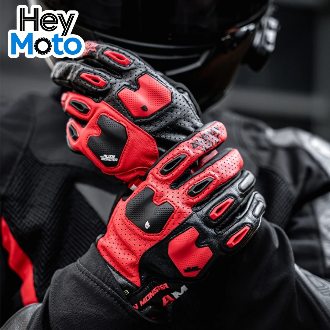 

Motorcycle Sport Touring Gloves Summer Breathable Genuine Leather Motocross Gear Anti-fall Wear-resistant Touch Screen Guantes