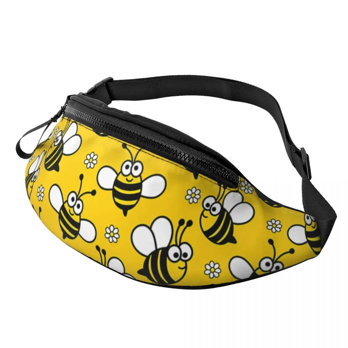 Custom Bee Lovers Flower Fanny Pack Men Women Cool Crossbody Waist Bag for Running Phone Money Pouch