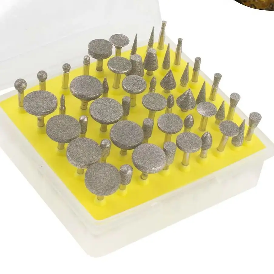50Pcs Diamond Burr Set Rotary Grinding Bits for Jewelry Engraving Carving Stone Glass Metal Polishing DIY Jewelry Making Tools