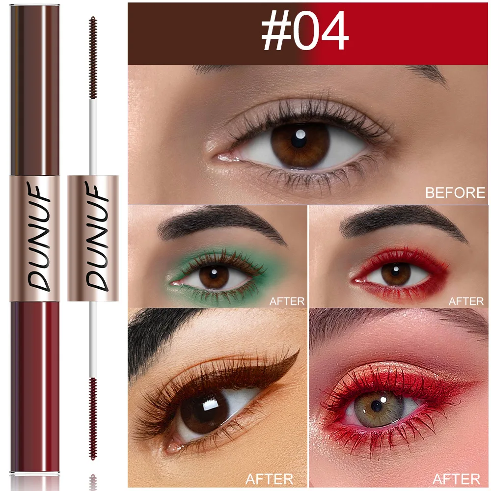 Red Brown Colorful Double Head Waterproof Mascara, Curly And Thick, Creates Sunflower Eyelashes, Waterproof, Sweat Proof