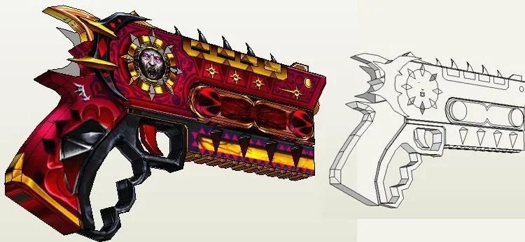 Pistolet à sang modèle en papier bras 3D fait à la main papier militaire Puzzle jouet