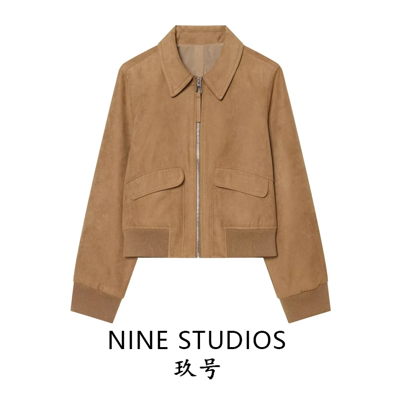 Fashionable Pilot Jacket Coat Long Sleeve Turn-down Collar Zipper Women's Loose Fit Outerwear NINE ZAR 1315738