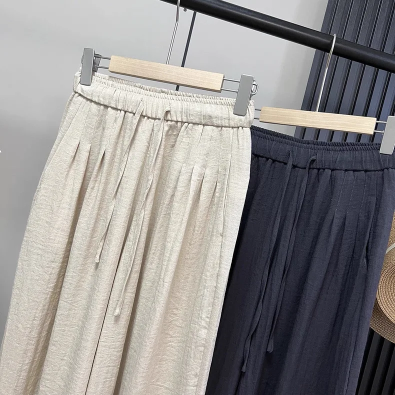 Casual Wide Leg Pants Women's High Waist Loose Fit  Mixed Fabric Drapey Comfortable Skin-friendly Commute Style