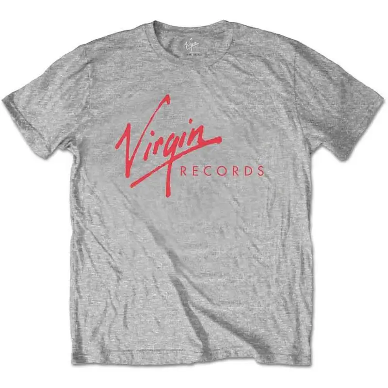 Virgin Records Logo T Shirt Grey New