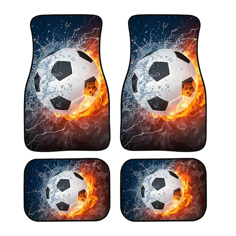 Flame Football All-Weather Non-Slip Rubber Automobile Ground Mat Wear-Resistant Waterproof Women's Carpet Decoration Accessories