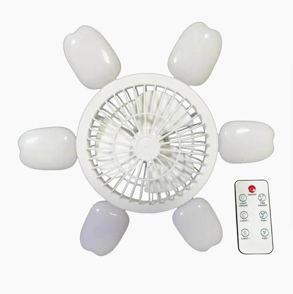 

E27 led AC85-265V 28W LED Bulb Fan Blade Timing Lamp Light Bulb Foldable Lamp Mini Fan Lights With 6 Heads Led Light