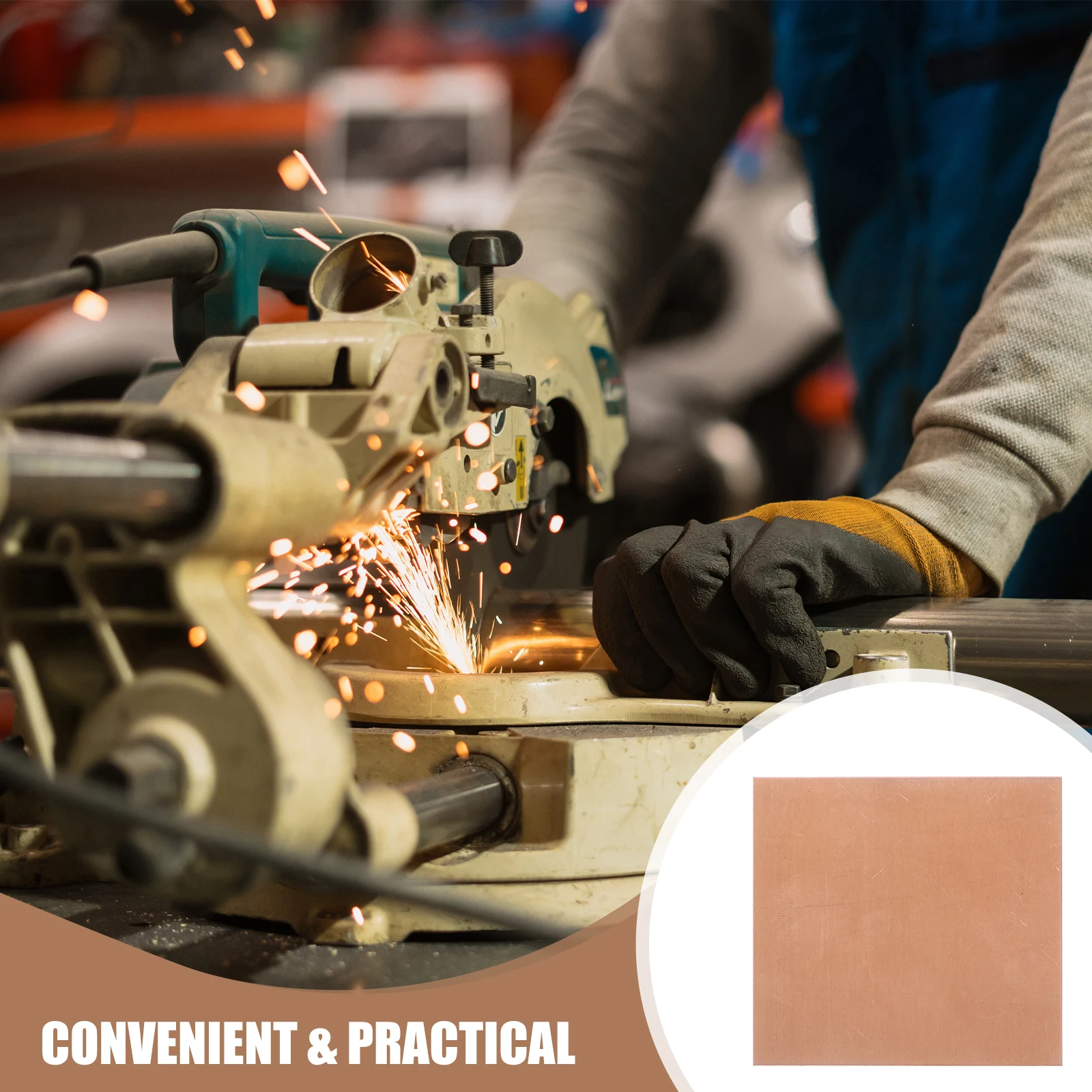 

4 Sheets 50x50mm Copper Plate DIY Metal Sheets Red Khaki for Jewelry Crafts Tools Parts Lightweight Stable Performance