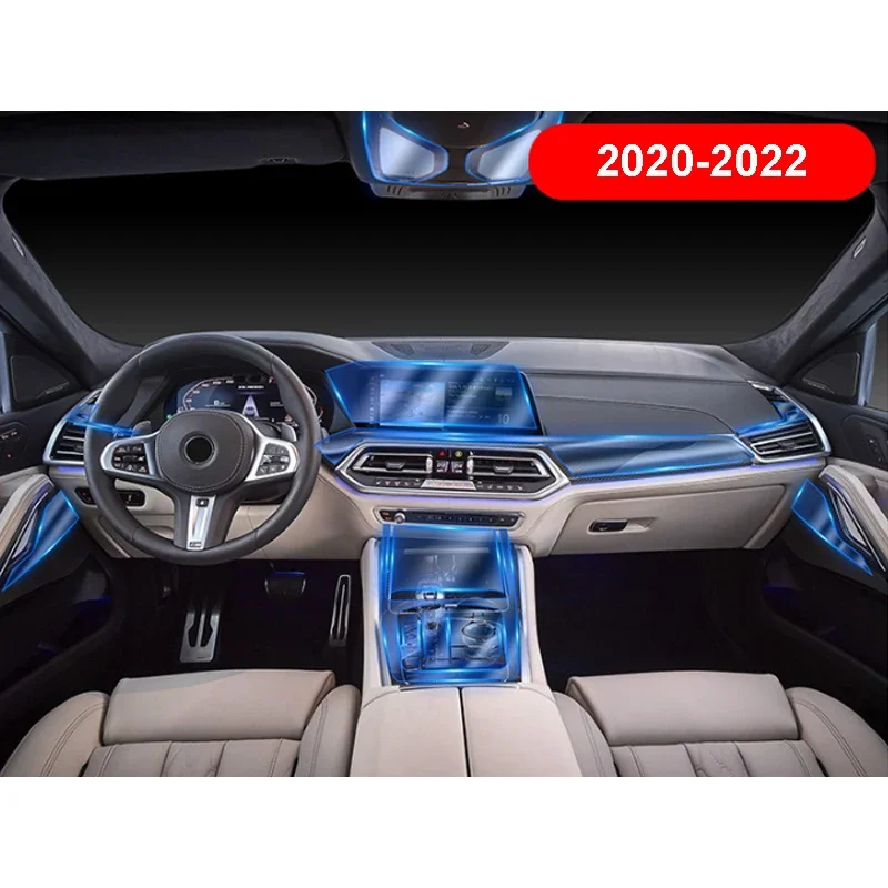 

For BMW X6 G06 2020 2021 2022 Accessories Transparent TPU Film Car Dashboard Navigation Screen Gear Panel Protective Sticker