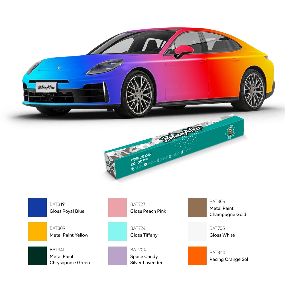 In de fabriek aangepaste zelfherstellende 7,5 mm dikte glanzende robijnrode TPU-kleur PPF autolakbeschermingsfilm