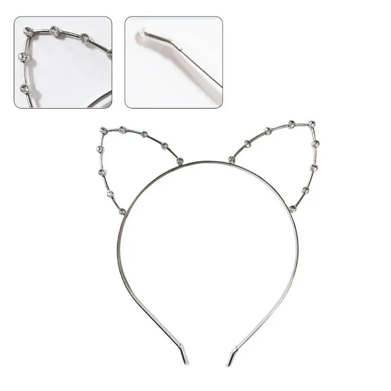 652F Rhinestones Reindeer Antlers Headbands Crystal for Cat Ears Hairband Delicate Hair Accessories Party Creatures Theme