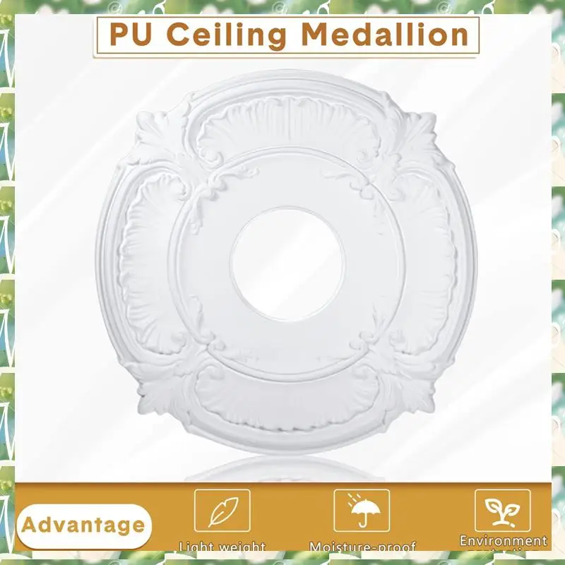 FIZP 2 قطعة من ميدالية السقف المصنوعة من البولي يوريثان وسام مروحة السقف المزخرف لتركيبات الإضاءة وثريات مراوح السقف، 12 بوصة OD