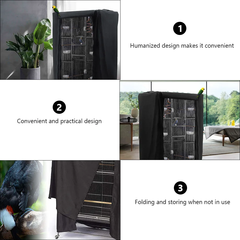

Bird Cage Waterproof and Dustproof Parrot Protection Cover for Universal Birdcage Protector Black