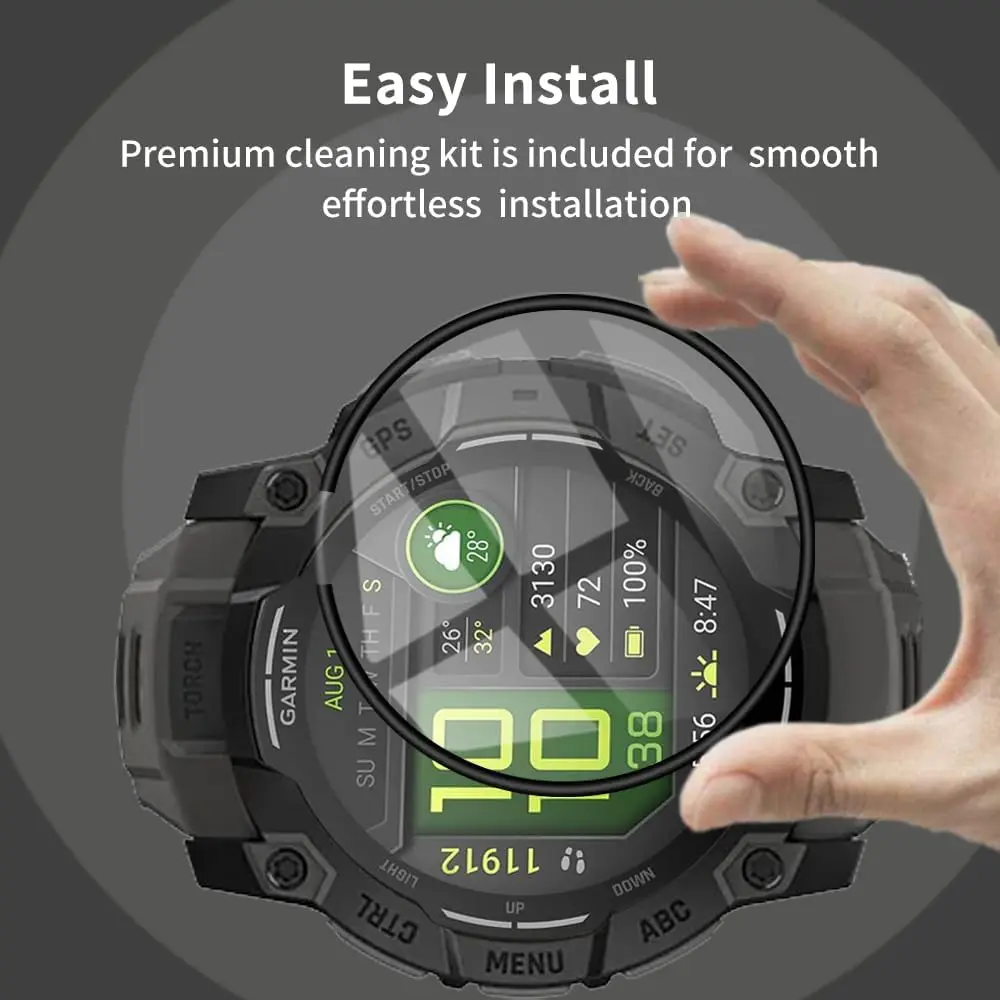 Garmin Instinct 3 50mm / 45mm 스마트 시계 전체 커버 보호 필름 용 3PCS 3D 곡선 가장자리 화면 보호기