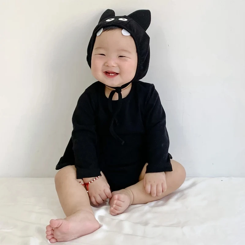 Umorden Ins Korea Style Bat Baby Costume for Baby Boys Girls Halloween Clothes Fantasia Romper Hat 2pcs/set 3M 6M 9M 12M 18M